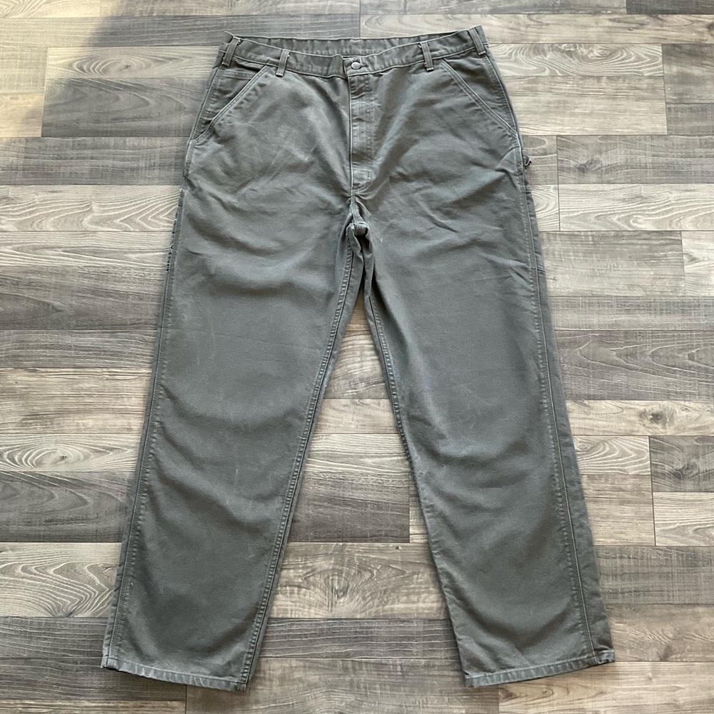 42x34 Carhartt Duck Canvas Utility Work Pants Men’s Green Loose Fit B11 MOS
